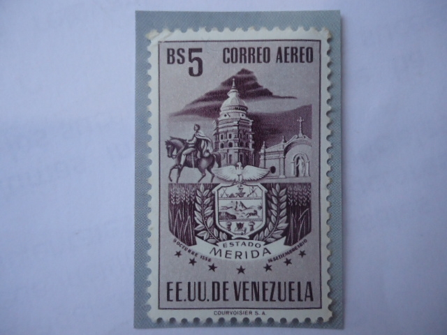 E.E.U.U. de Venezuela - Estado Merida - Escudo de Armas-Catedral-Agricultura