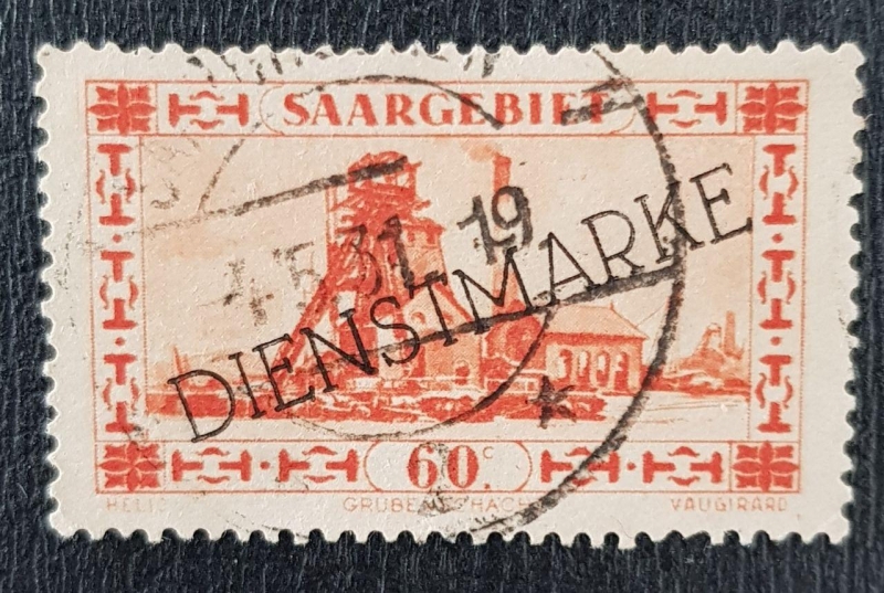 SAARGEBIET - GRUBENSCHACHT Overprint DIENSTMARKE