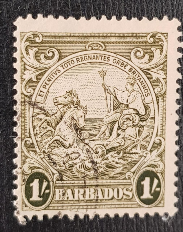 Barbados 1938 Seal Of The Colony One Shilling