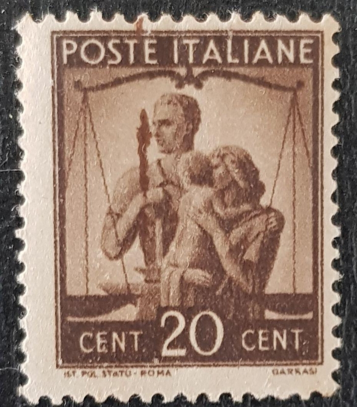 Poste Italiane 1946, 20c United Family & Scales