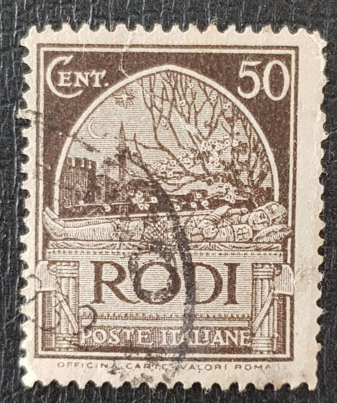 Poste Italiane, 1929, RODI, 50 cent 