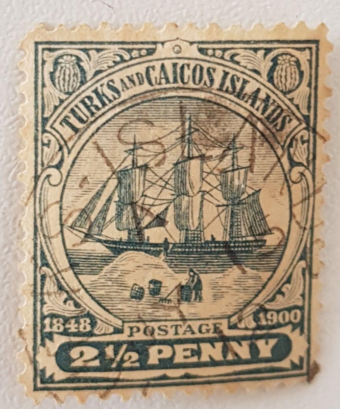 TURKS & CAICOS, COAT OF ARMS, 2½ penny, 1900