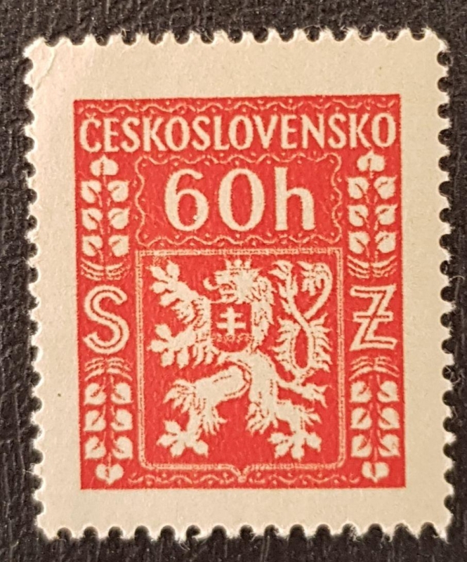Ceskoslovensko, Bohemian Lion with Slovakian Cross, 1945, 60 haleru