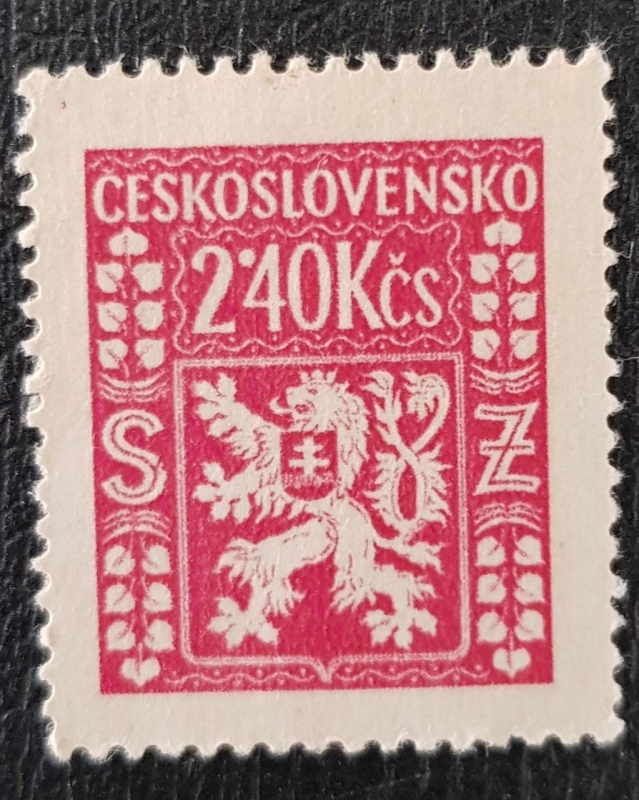 Ceskoslovensko, Bohemian Lion with Slovakian Cross, 1945, 2.40 Kčs