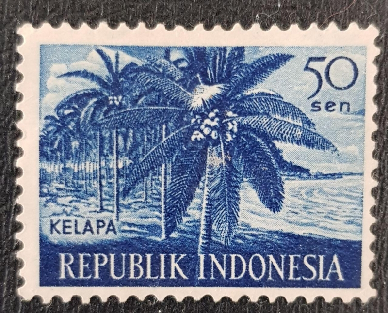Kelapa, coconut palms, 50 sen, 1960