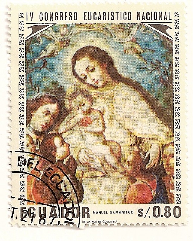 IV Congreso eucaristico nacional. Virgen con niño. M. Samaniego