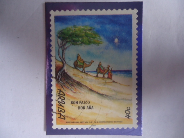 ARUBA-Países Bajos- Bon Pasco, Bon Aña - Los reyes Magos y la Estrella de Belén - Navidad 1999