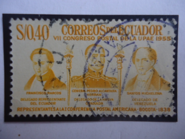 VII Congreso Postal de la UPAE 1955-Representantes a la I Conferencia Postal Americana-Bogotá 1838.