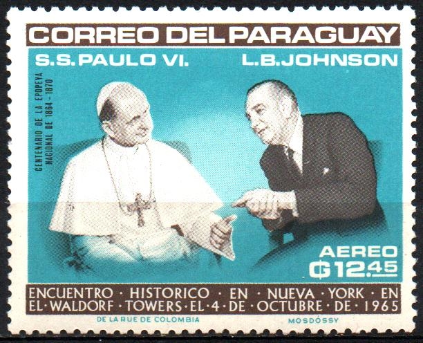 VISITA  DE  S. S. PABLO  VI  A  LA  O.N.U.  PABLO  VI  Y  LYNDON  B.  JOHNSON.