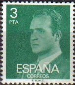 ESPAÑA 1976 2346 Sello Nuevo Serie Básica Rey Juan Carlos I 3 pts sin goma