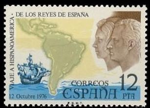 ESPAÑA 1976 2370 Sello Nuevo Viaje a Hispanoamerica de los Reyes de España