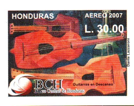 50th  ANIVERSARIO  DEL  BANCO  CENTRAL  DE  HONDURAS.  GUITARRAS  EN  DESCANSO  DE  DANTE  LAZZARONI
