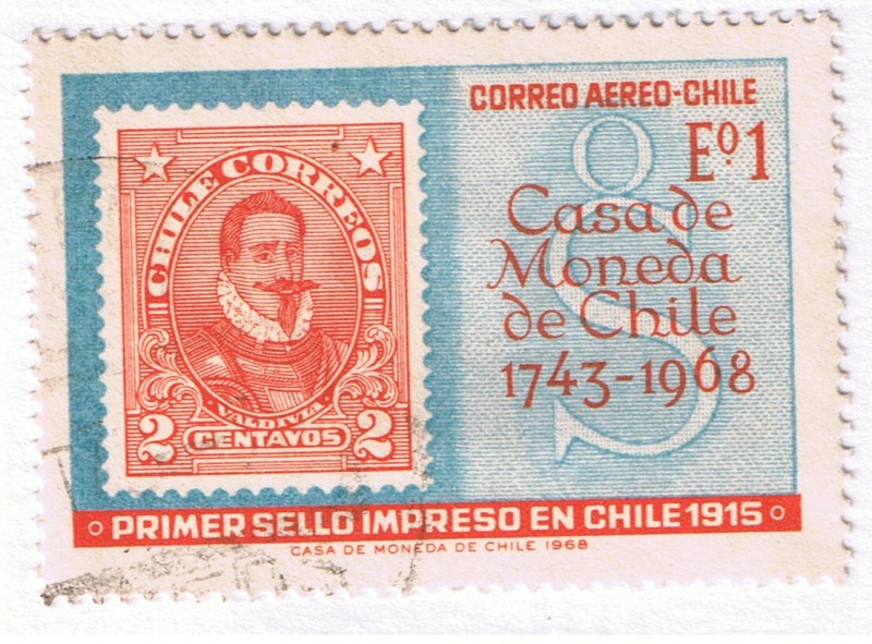 Primer sello impreso en Chile