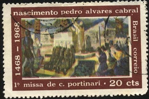 Reproducción cuadro histórico '1ra. misa en Brasil' de C. PORTINARI.