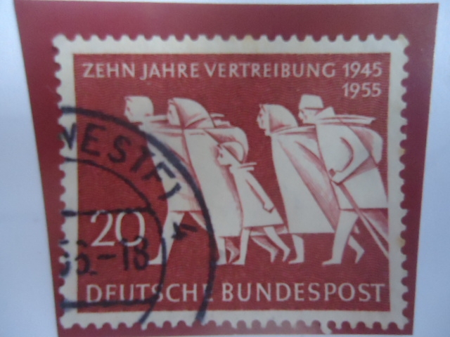 Zehn Jahre Vertreibung, 1945/55 -Diez Años de Expulsión- Grupo Desplazado -Correo Federal Aleman