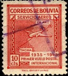 10 aniversario primer vuelo postal internacional  LA PAZ-TACNA.