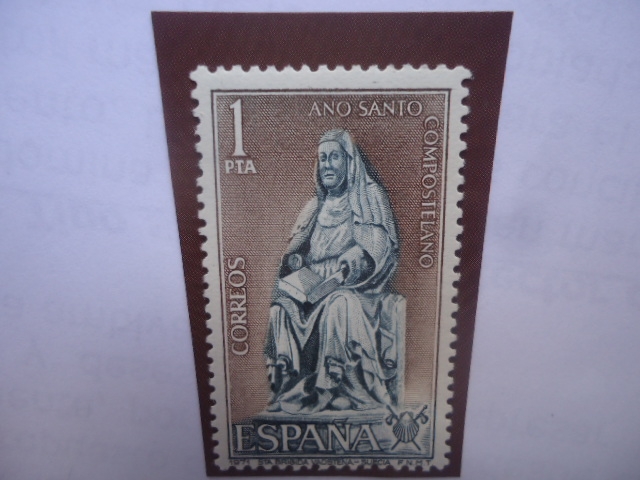 Ed: 2009 -Santa Brigida. Escultura en la Abadía Vadstena-Suecia - Serie:Año Santo de Compostelano.