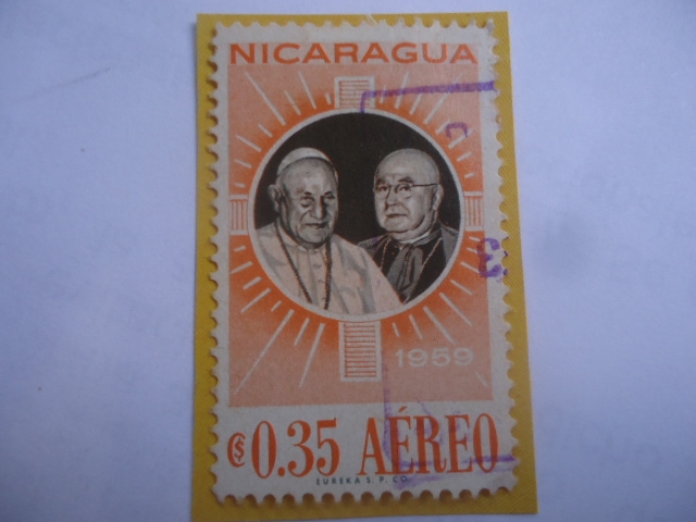 Papa Juan XXIII y el Cardenal Francis Spellman - Serie:Visita del Cardenal a Managua (1959)