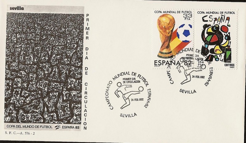 Mundial de Fútbol España 82 - cartel anunciador - Sevilla  SPD
