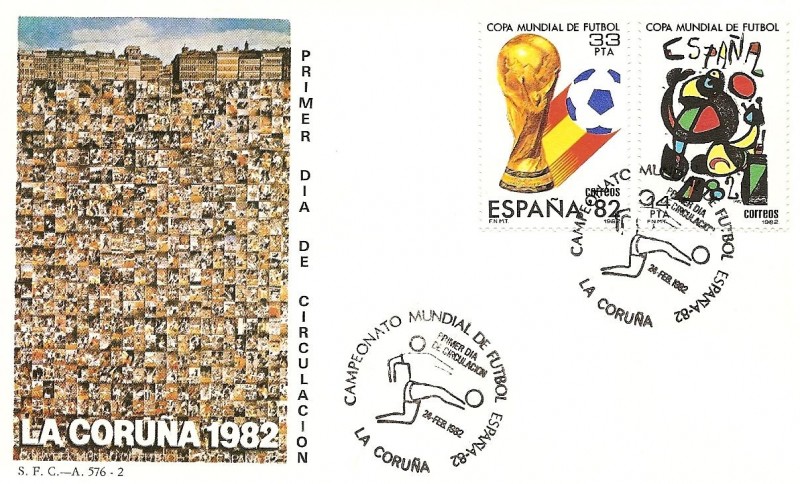 Mundial de Fútbol España 82 - cartel anunciador- La Coruña SPD