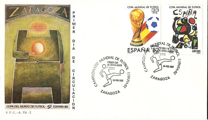 Mundial de Fútbol España 82 - cartel anunciador - Zaragoza  SPD