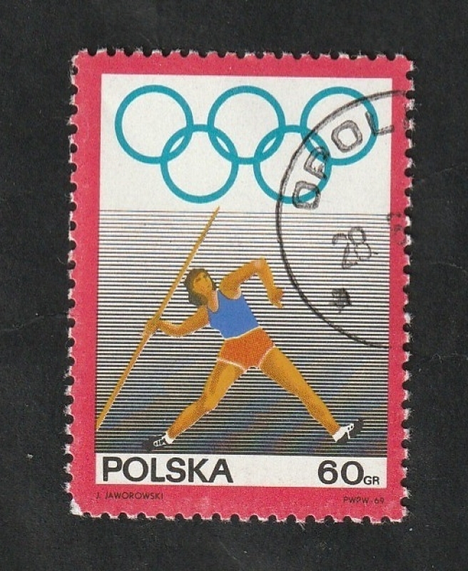 1761 - 50 Anivº del Comité olímpico polaco, Lanzamiento de jabalína