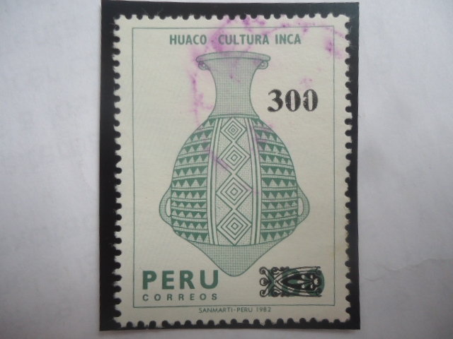 Huaco- Cultura Inca - Cerámica (sello habilitado en 1983:100/40 soles)