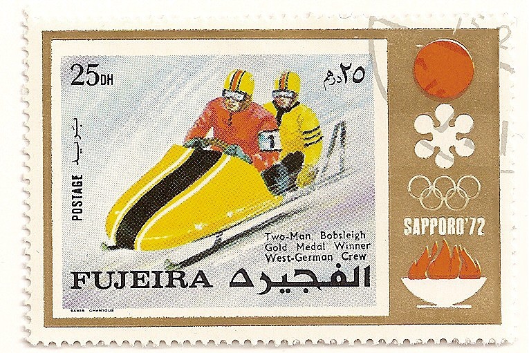 Fujeira. JJOO Sapporo 72. Medalla de oro bobsleigh a dos. Alemania.