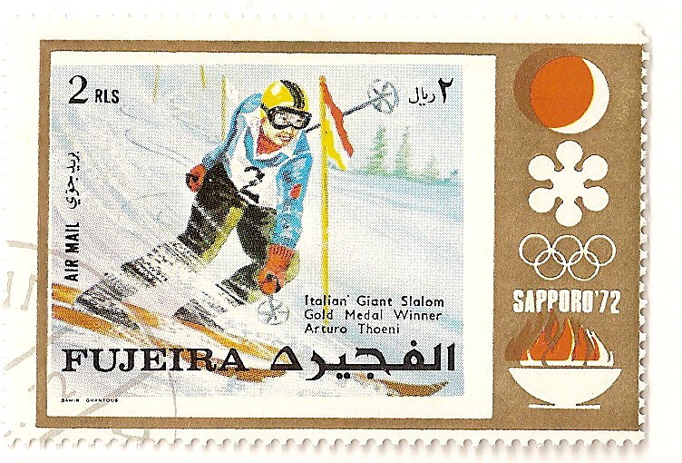 Fujeira. JJOO Sapporo 72. Medalla de oro  Slalom gigante. Italia.  Arturo Thoeni.