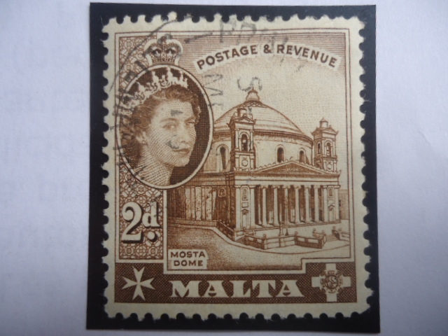 Cúpula Mosta -Iglesia Rotonda de la Ciudad de Mosta - Serie: Queen Elizabeth II, 1956/58