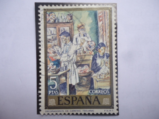 Ed:2081-Decoradores de Caretas-Oleo de José Gutierrez Solana (1886-1945)-Serie: Pinturas.