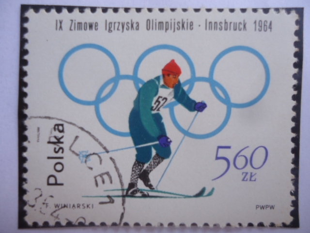 IX Zimowe Igrzyska Olimpijka - Innsbruck 1964 - 9a Bandera Olímpica de Invierno - Innsbruck 1964.