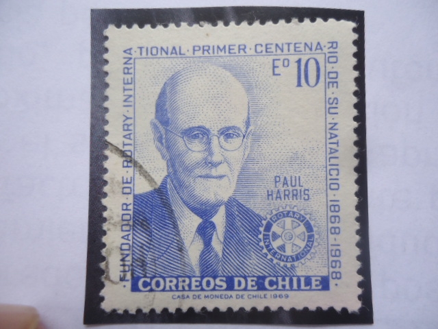 Paul Harrys (1868-1947)-Fundador Rotary Internacional- Centenario de su Nacimiento (1868-1968)-Emble