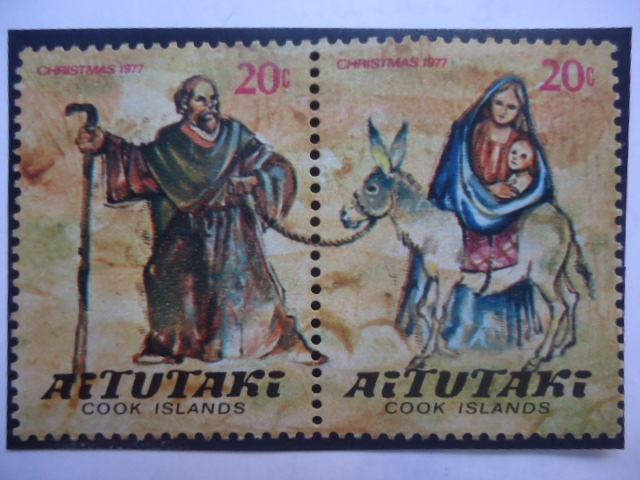 Navidad 1977 - AITUTAKI (Océano Pacifico Sur) -- San José, María y el Niño - 