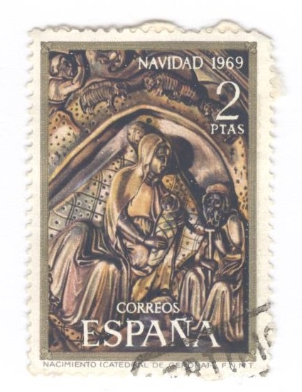 Edifil 1945. Navidad '69. Retablo de la catedral de Gerona