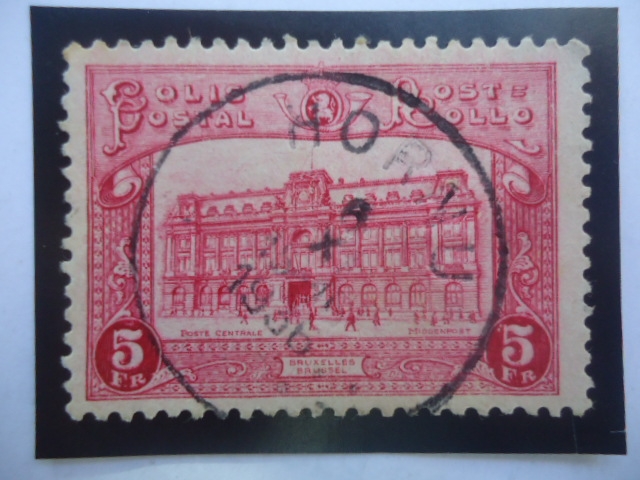 Paquetes Postales- sello Ferroviario:Oficina Principal de Correos en Bruselas-Oficina de Correos-Bru
