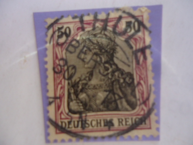 Deutsches Reich-Serie Germania (Fondo Sombreado)- Sello 1917 de 50 reichspf.