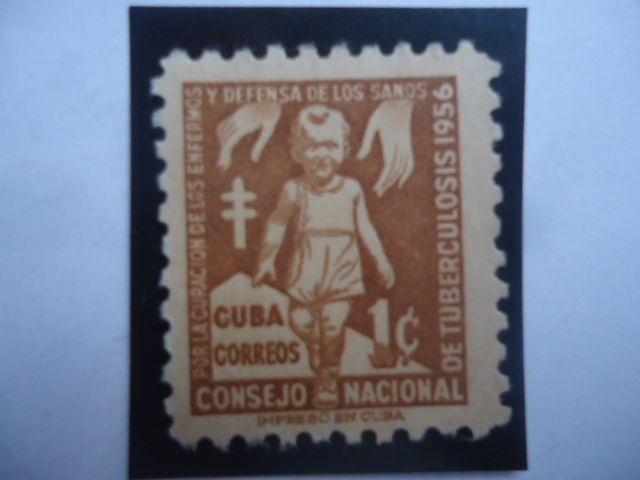 Consejo Nacional de Tuberculosis 1956-Serie:Imp. Postal- Niño y Manos protectoras.