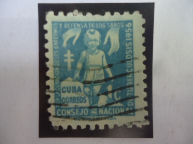 Consejo Nacional de Tuberculosis 1956-Serie:Imp. Postal- Niño y Manos protectoras.