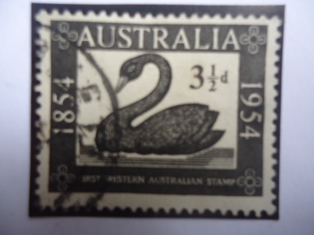 First  Western Australian Stamp - Centenario del Primer Sello Australiano (1854-1954)