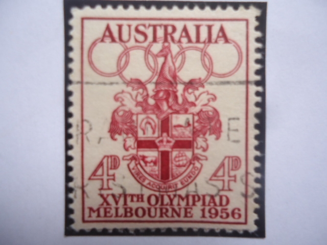 XVI Olimpiada-Melbourne 1956 - Juegos Olímpicos de Verano - Aros Olímpicos-Escudo de Armas