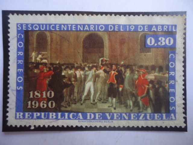 Sesquicentenario del 19 de Abril (1810-1960)-Revolucionarios-Destitución de Vicente Emparan,Capitán 