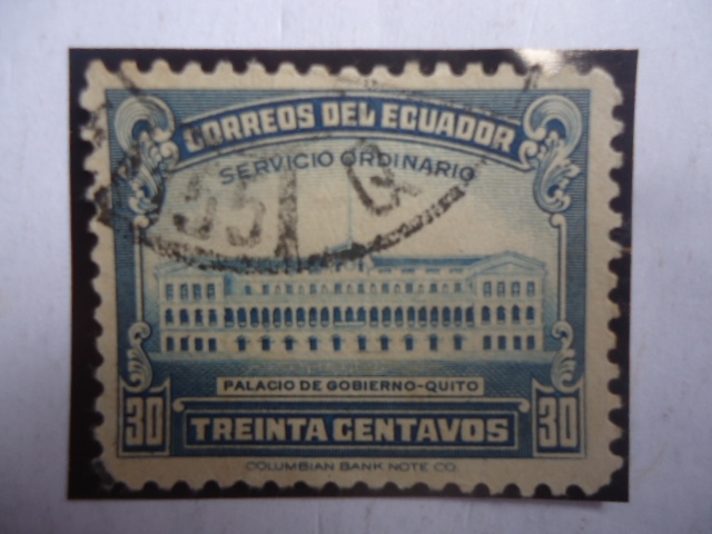 Palacio de Gobierno - Quito - Correo del Ecuador, Servicio Ordinario -Serie: 1944