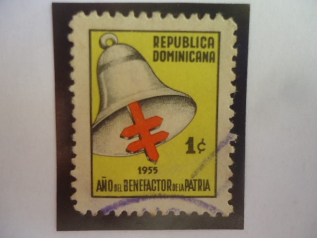1955 Año Benefactor de la Patria-Campana-Impuestos Postales-Cruz de Doble Barra.