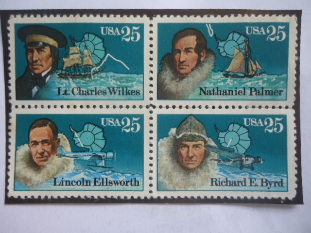 Exploradores Antárticos: Charles Wilkes - Nathaniel Palmer - Lincoln Ellsworth y Richard E. Byrd.