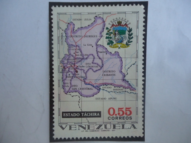 Estado Tachira - Serie: Estados de Venezuela , Mapas y Escudos de Armas.
