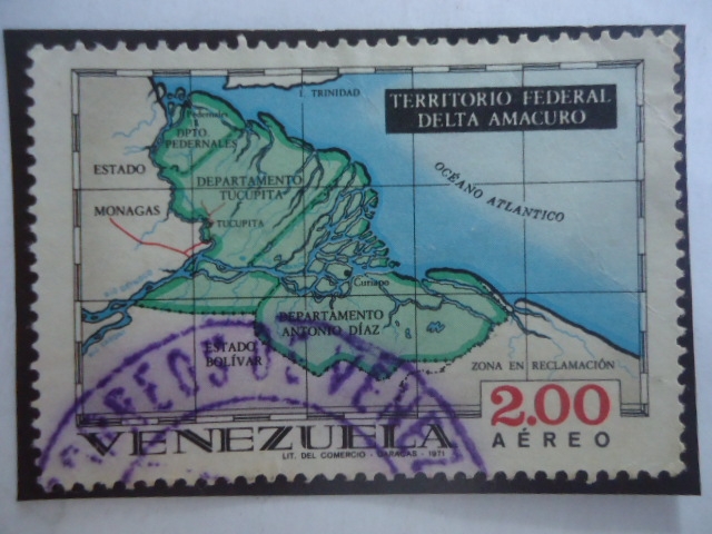 Territorio Federal Delta Amacuro - Serie: Estados de Venezuela , Mapas y Escudos de Armas.