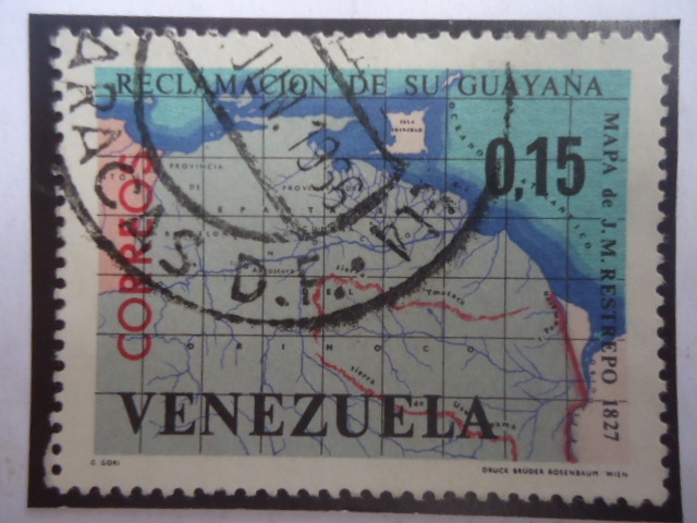 Reivindicación Territorial de Esequibo Guyana-Mapa de J.M.Restrepo (1827)