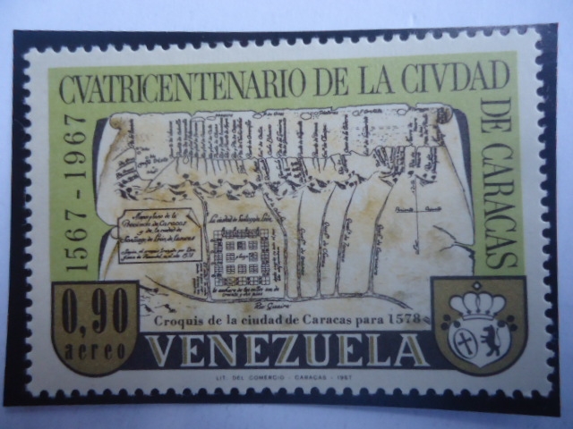 Cuatricentenario de la Ciudad de Caracas (1567-1967) - Diego de Losada, fundador-Mapa del 1578.