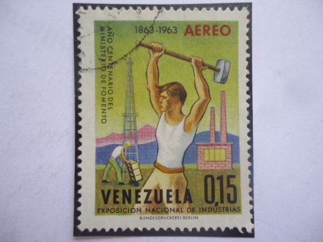 Año Centenario del Ministerio de Fomento (1863-1963)-Exposición Nacional de Industrias-Trabajador Pe